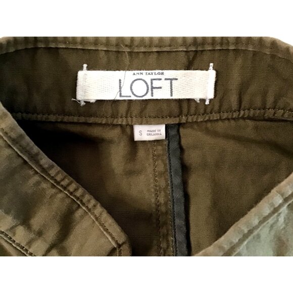 LOFT- WOMENS ARMY GREEN  96% COTTON LONG SLEEVE BUTTON DOWN JACKET SIZE SMALL - Picture 3 of 6
